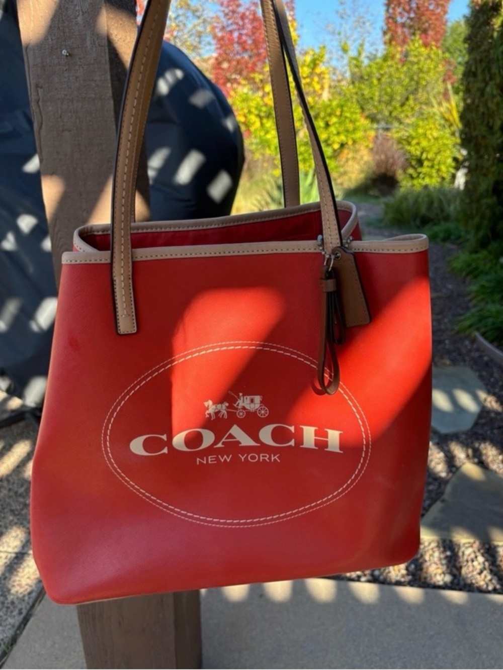 COACH New York Tote Bag with Tan Handles - Picture 3 of 7